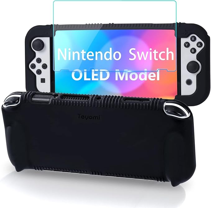 Protector Ergonómico para Nintendo Switch OLED + Vidrio Temperado - Grip Antideslizante