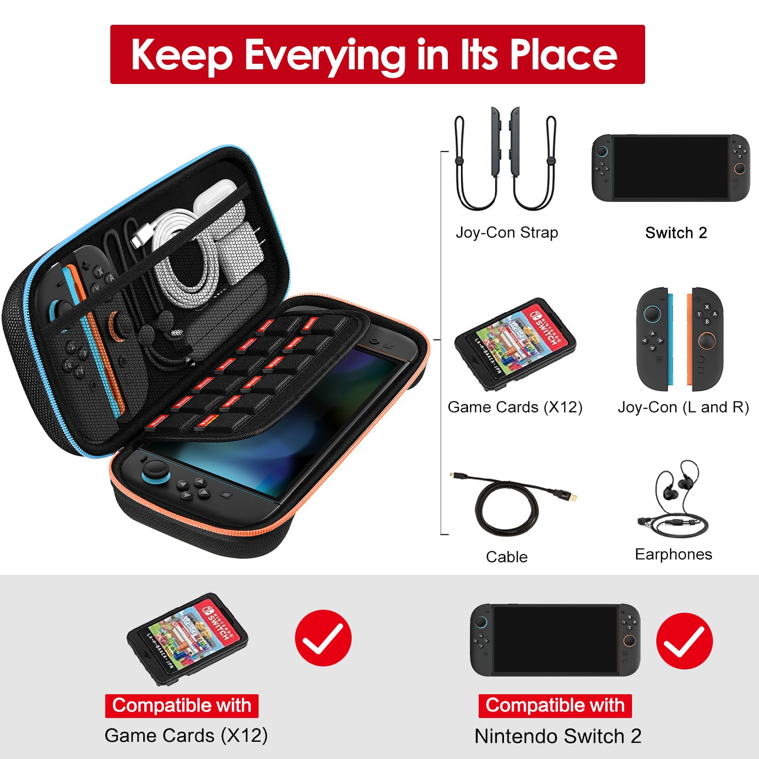 Estuche iVoler para Nintendo Switch 2 - Funda Rígida de Viaje con Espacio para 12 Juegos